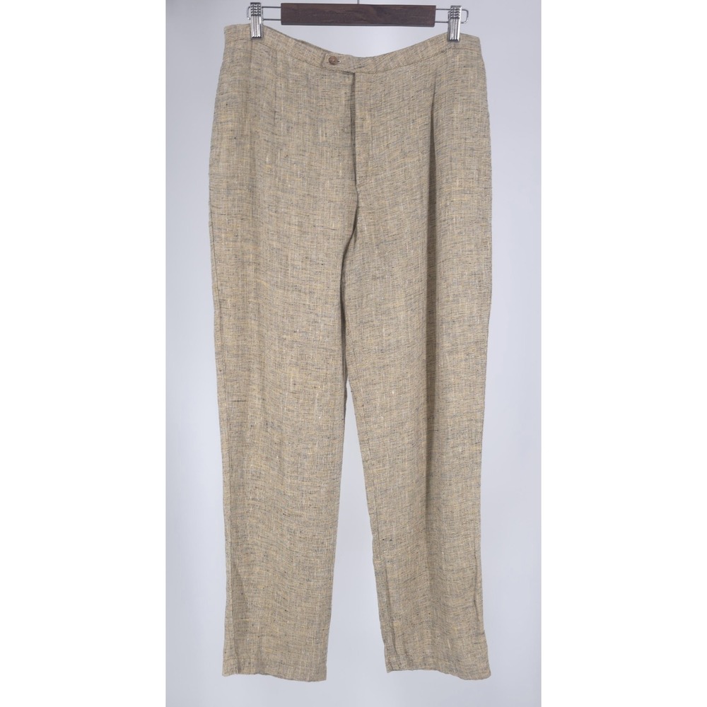 Chicos Linen Pants Lightweight Sz 1 Stretch Waist Career Work Leisure Casual
